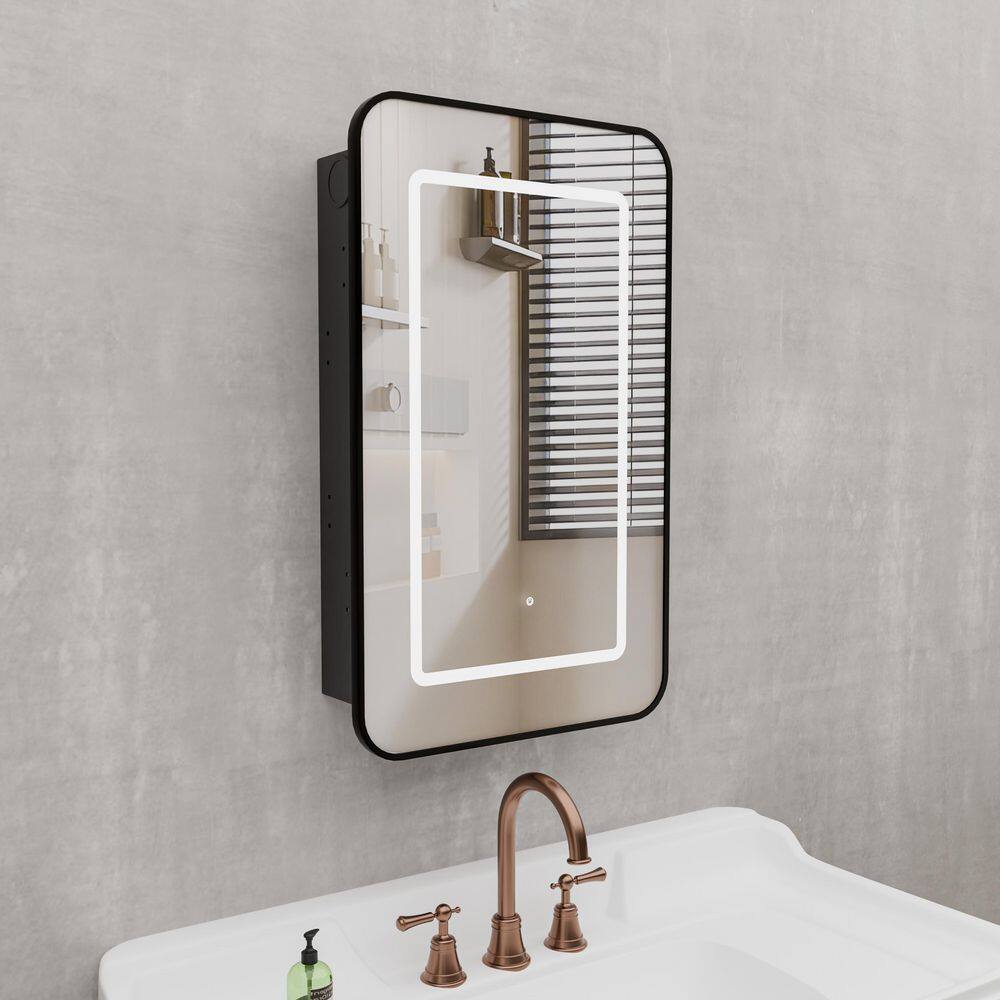 16 in. W x 26 in. H Recessed Rectangular Metal Framed Bathroom Medicine Cabinets with Mirror in Brushed Gold price history on PriceWatchPro