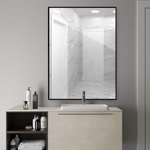 Neu Type Medium Rectangle Black Shelves, Vanity Mirrors For Bathroom Wall