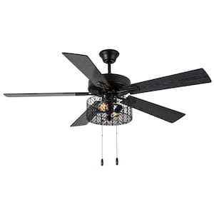 Daryn Industrial 52 in. Indoor Black Ceiling Fan with Light Kit