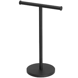Freestanding Tower Bar with Steady T-Shape Towel Rack For Bathroom Kitchen Vanity Countertop in Matte Black
