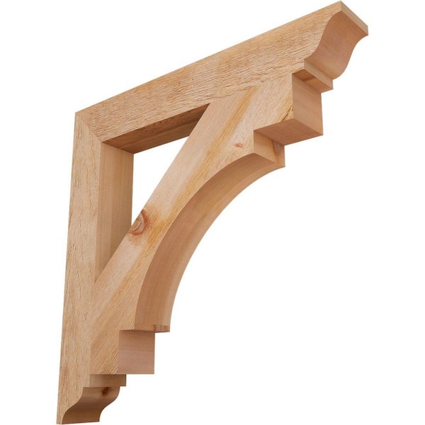 Ekena Millwork 4 in. x 28 in. x 28 in. Western Red Cedar Merced Traditional Rough Sawn Bracket