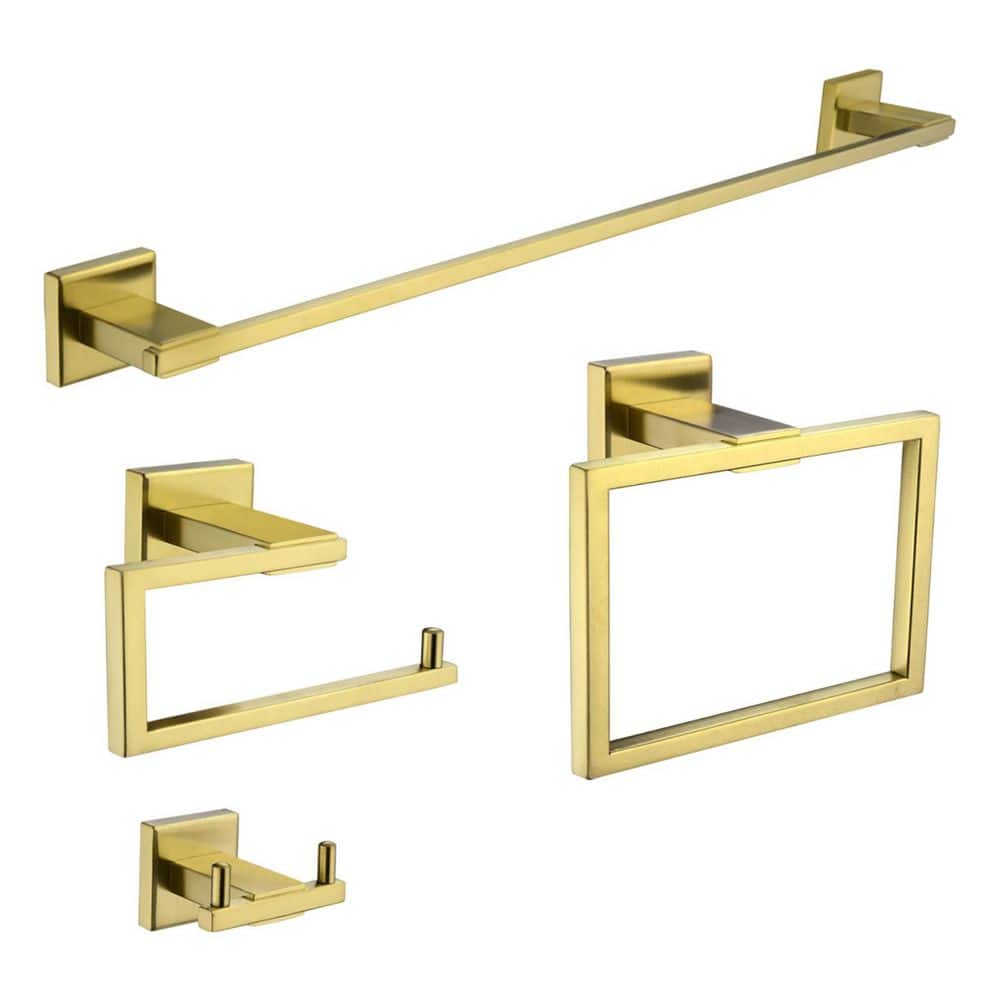Modern 5-Pieces Stainless Steel Bath Hardware Set with Towel Ring Toilet Paper Holder Towel Hook and Towel Bar in Gold price history on PriceWatchPro