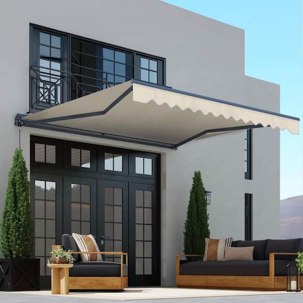 ALEKO 12 ft. Moroccan Polyester Motorized Patio Awning Semi