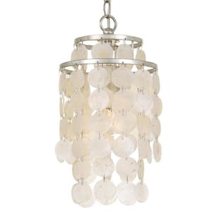 Brielle 1-Light Antique Silver Capiz Mini Chandelier