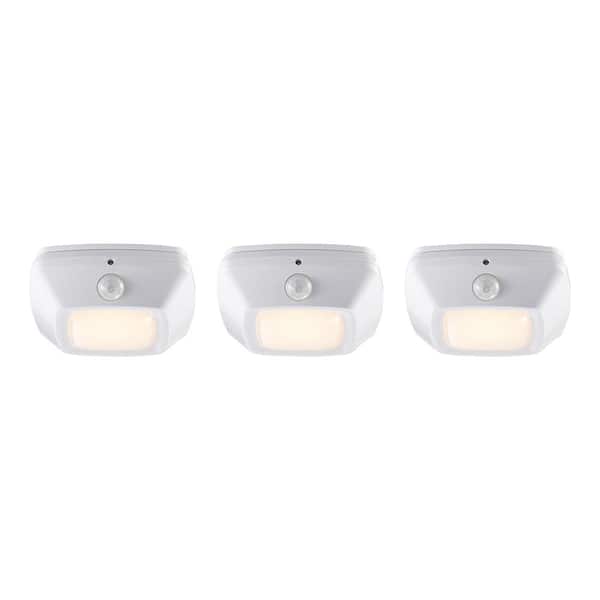 3 in. Square White Integrated LED Battery Operated Puck Light with Motion Sensor (3-Pack)