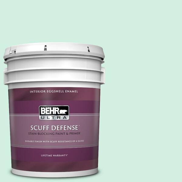 BEHR ULTRA 5 gal. #P420-1 Spring Frost Extra Durable Eggshell Enamel Interior Paint & Primer