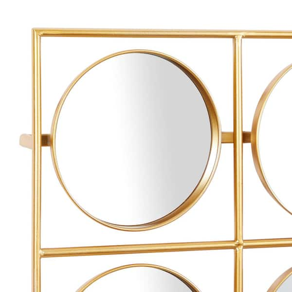 Litton Lane 28 in. x 28 in. Gold Metal Modern Round Wall Mirror 53343 - The Home  Depot