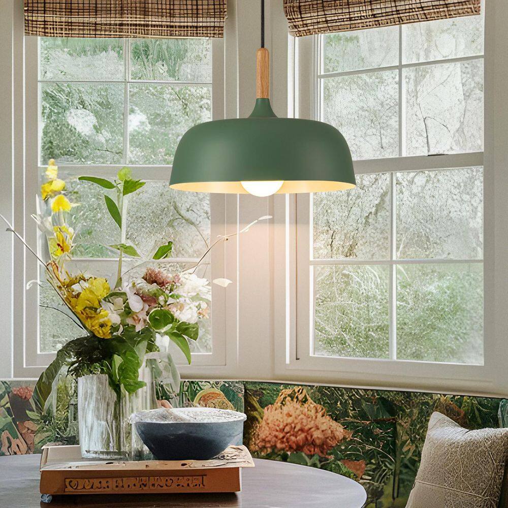 【FLYMe】Pendant Light ZYZWMB Everett 12.6 in. 1-Light Green Dome Pendant Light with