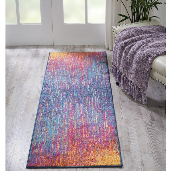 Passion Multicolor 2 ft. x 6 ft. Abstract Geometric Contemporary Kitchen Runner Area Rug