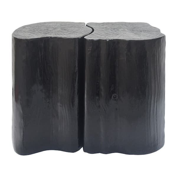 2-in-1 Irregular Black MGO End Table, Coffee Table, Split Design