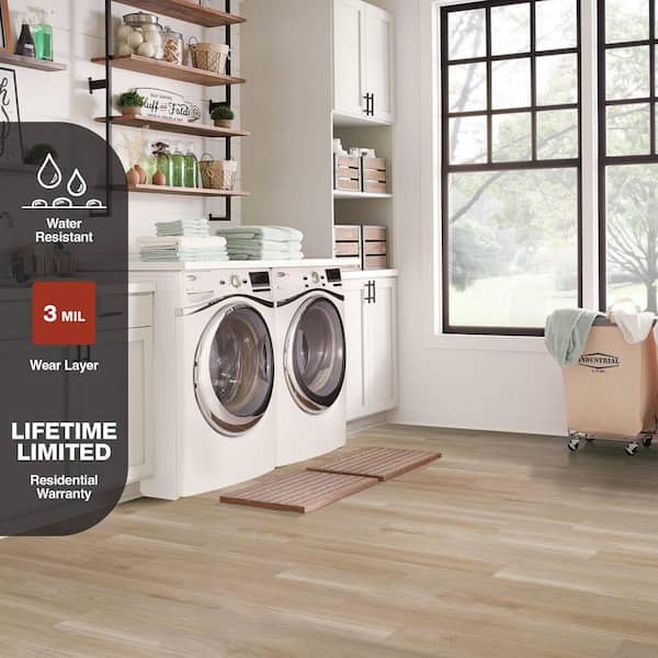 Natural White Oak 3 MIL x 6 in W x 36 in L Peel and Stick Water Resistant Vinyl Tile Flooring (36 sq. ft./ctn)