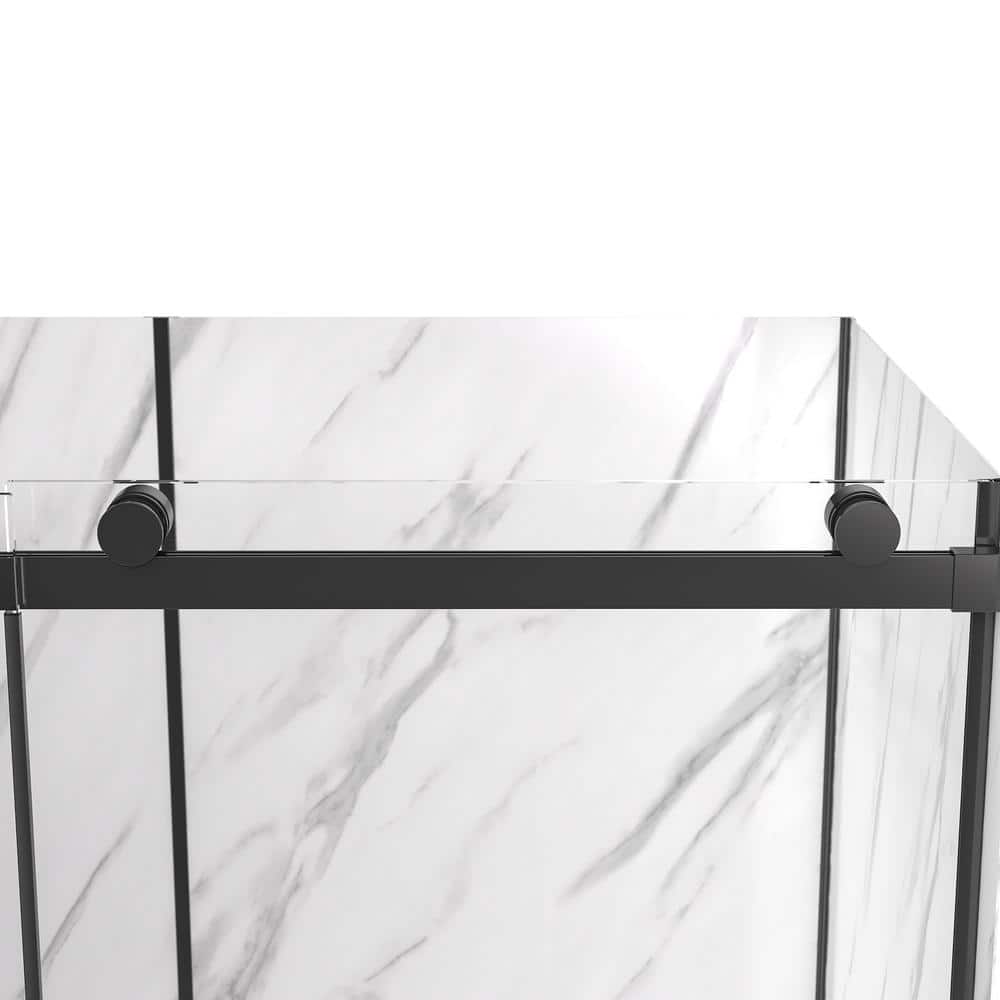 Alexandria 60" Black Framed Sliding Shower Kit with Clear Glass