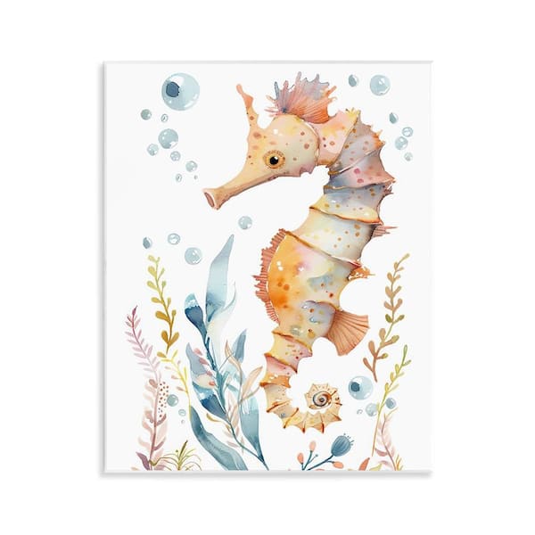 Stupell Industries Soft Seahorse Underwater by Franklyn Gregory Unframed Animal Graphic Art Print 14 in. x 11 in.