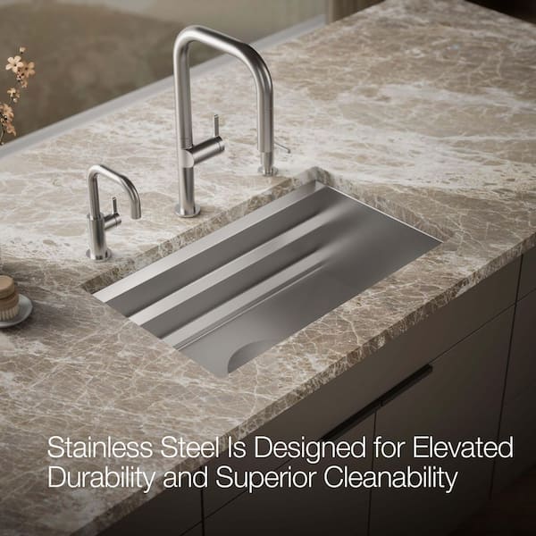 KOHLER Prolific Undermount Stainless Steel 29 in. L Single Bowl