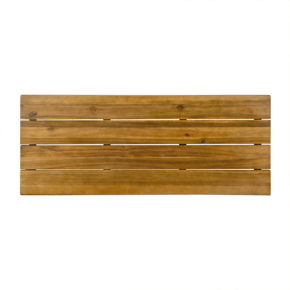 Teak and Metal Industrial Outdoor Bar Table