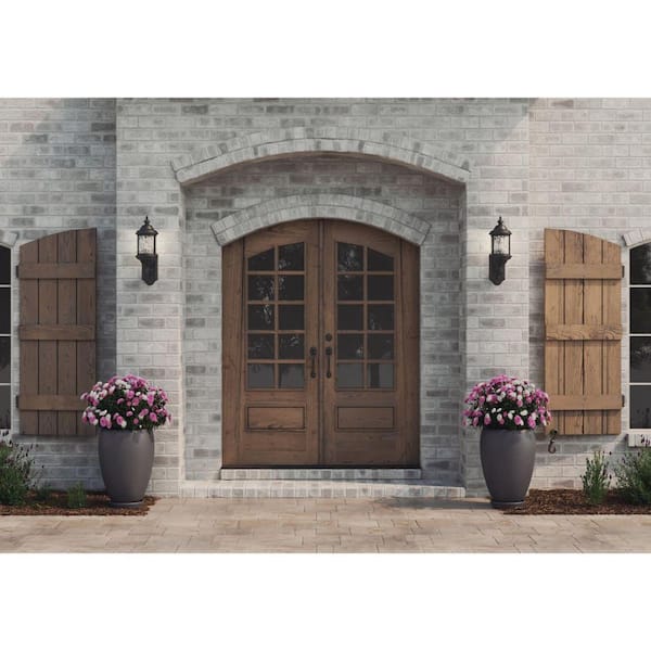Ashmore Collection 3-Light Textured Black Water Seeded Glass New Traditional Outdoor Extra-Large Wall Lantern Light