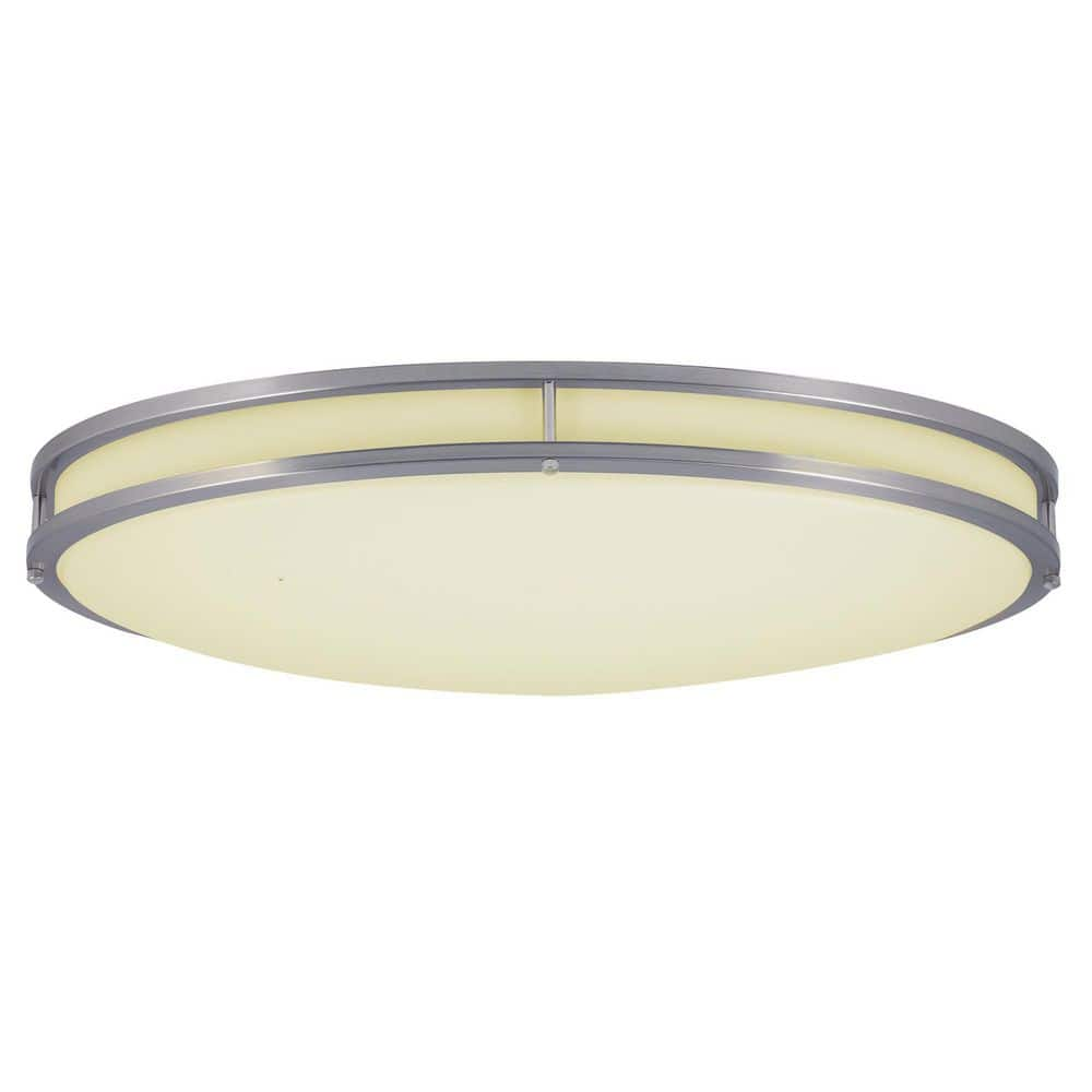 EnviroLite 24 in. Brushed Nickel Integrated LED Selectable CCT Oval Ceiling Light Flush Mount