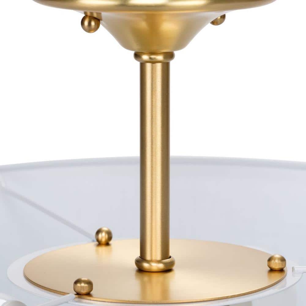 Elegant 18" Satin Brass Semi-Flush Mount with Summer Linen Shade