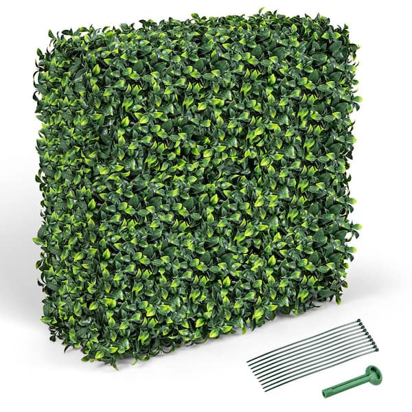 36 in. L x 15 in. W x 34 in. H Green Plastic Decorative Artificial Plant Wall w/ Realistic PE Leaves Zip Ties Decoration