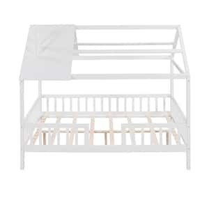 ATHMILE White Wood Frame Full Bed Frame DSLP000087AAD - The Home Depot