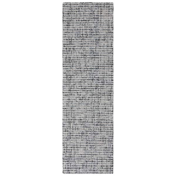 Abstract 2 ft. x 6 ft. Dark Gray/Ivory Crosshatch Runner Rug