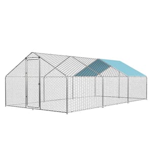 Large Metal Chicken Coop Run for 15/25 Chickens,Walk-in Chicken Runs for Yard with Waterproof Cover, Duck Coop/Dog House
