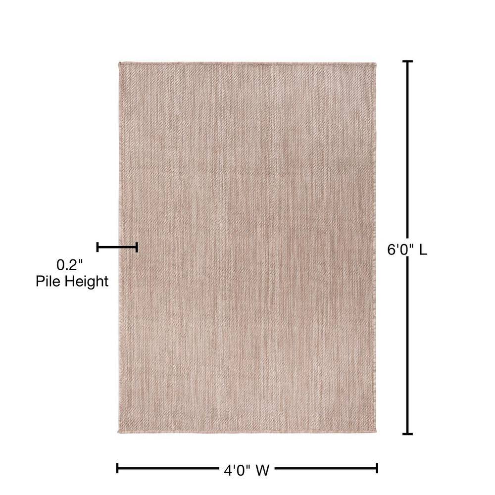 Easy-Care Synthetic 4' x 6' Non-Slip Rectangular Rug in Beige