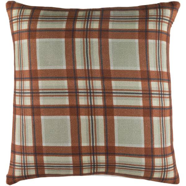 Artistic Weavers Lanvale Khaki Plaid Polyester 22 in. x 22 in. Throw Pillow