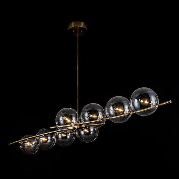 Jairdan 8-Light Modern Linear Clear Glass Globe Pendant Light for Kitchen Island