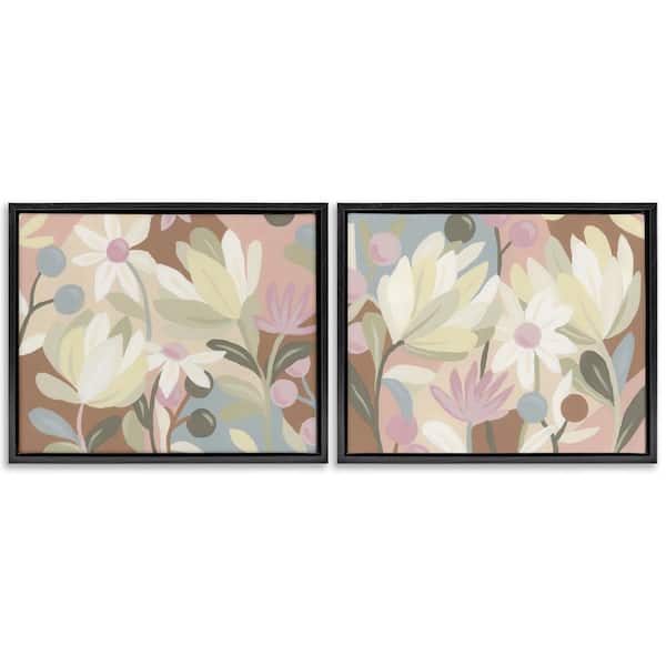 Stupell Industries Charming Muted Foliage by June Erica Vess 2-Pieces Black Floater Frame Nature Graphic Art Print 25 in. x 31 in.