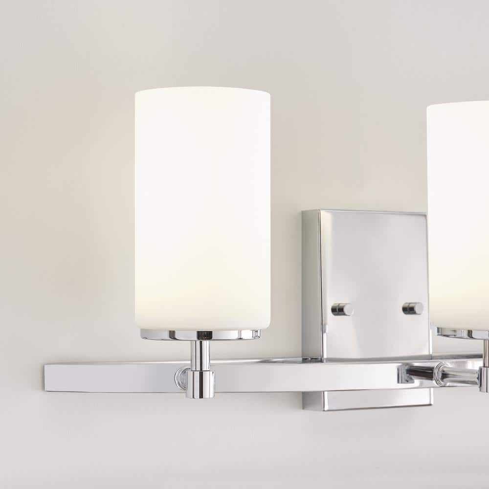Chrome 3-Light Bath Fixture with Etched Glass Shades