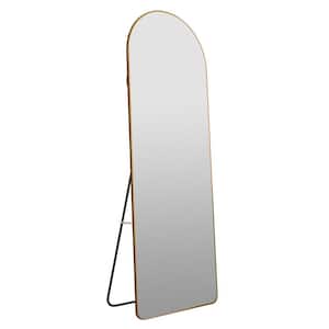 23.2 in. W x 64.9 in. H Metal Frame Arched Floor Mounted Full Length Golden Mirror