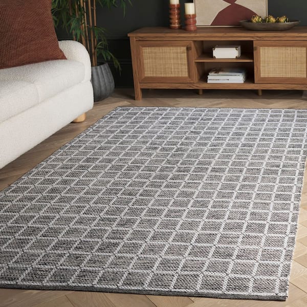 Montauk 6 ft. x 6 ft. Black/Ivory Tile Lattice Square Area Rug