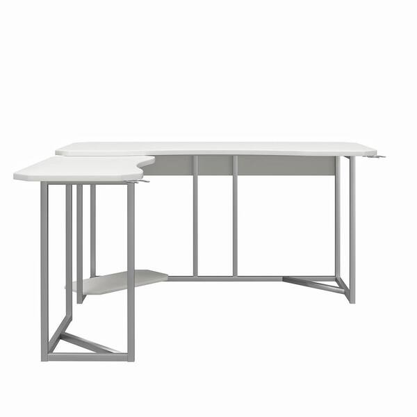 NTENSE Quest 60 in. L-Shaped White Gaming Desk with CPU Stand 