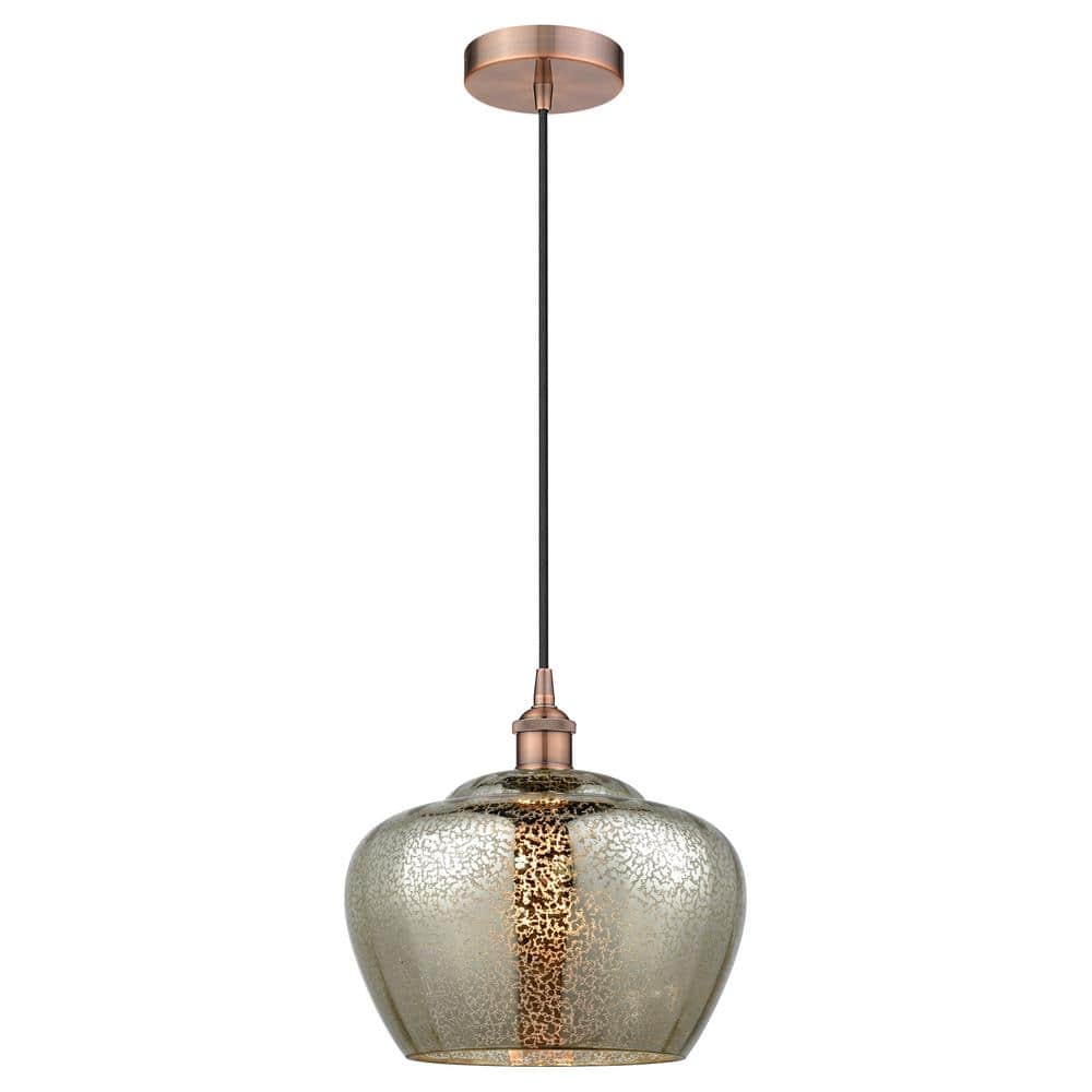 Fenton 60-Watt 1-Light Antique Copper Standard Mini Pendant Light with Painted Glass Shade, No Bulbs Included price history on PriceWatchPro