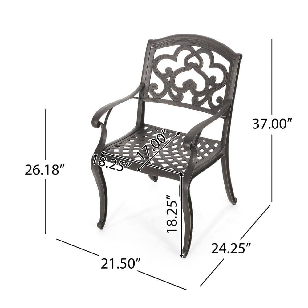 Soft Cloud Patina Copper Cast Aluminum Outdoor Dining Chairs, Set of 2