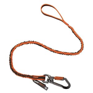 25 lbs. Orange and Gray Standard Double-Locking Single Carabiner with Swivel Tool Lanyard