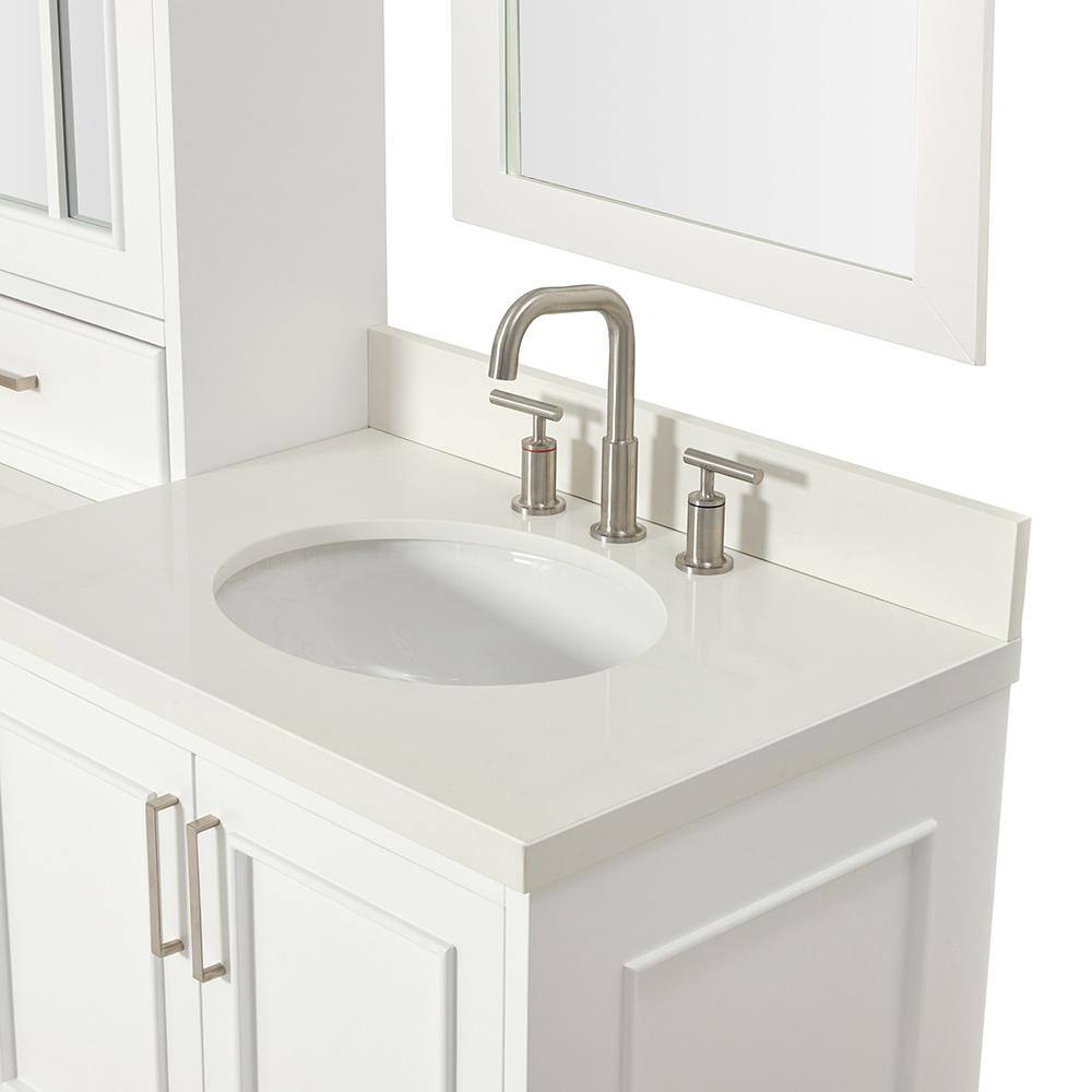 Stafford 85" White Double Sink Vanity Set with Quartz Top
