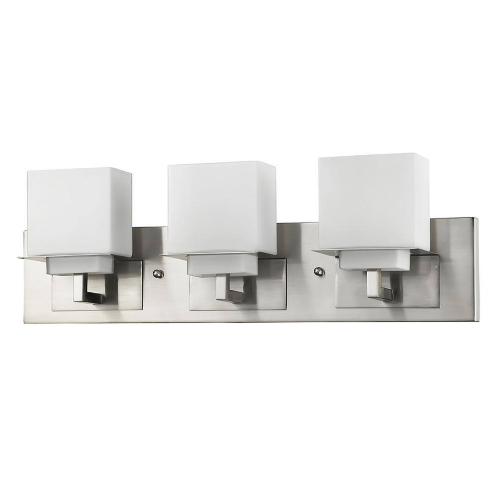 Rampart Layered Shade 3-Light Bathroom Sconce in Satin Nickel