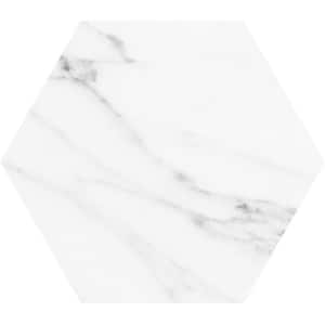 Terra Mia 8.1 in. x 9.25 in. White Porcelain Matte Hexagon Wall and Floor Tile (9.93 sq. ft./case) 25-Pack