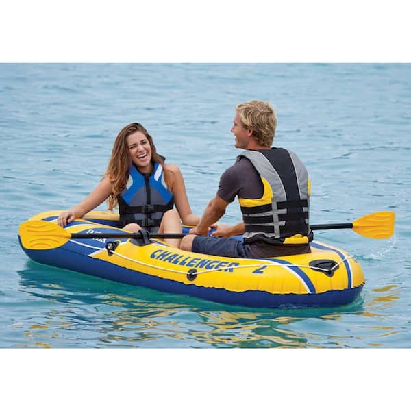 royalty delen Decoratie INTEX Inflatable 2 Person Floating Boat Raft Set w/Oars & Air Pump (3-Pack)  3 x 68367EP - The Home Depot