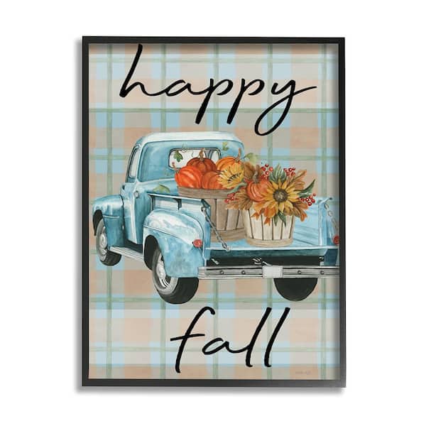 Stupell Industries Happy Fall Flower Truck by Cindy Jacobs 1 Piece Framed Graphic Print Travel Poster Art Print 30 in. x 24 in.