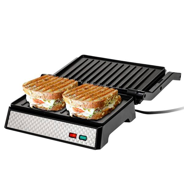 kjole Blind enkelt gang OVENTE Nickel Brushed Electric Panini Press Grill, 2-Slice, Drip Tray  Included GP0620BR - The Home Depot
