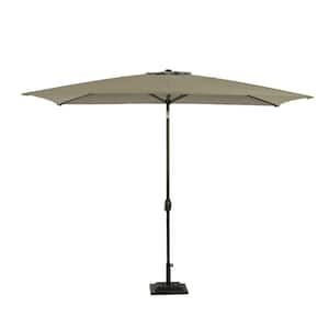 10 ft. Aluminum Pole Rectangular Market Patio Umbrella in Gray