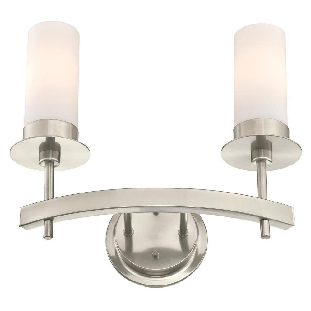Roswell Brushed Nickel 2-Light Wall Sconce with Frosted Opal Glass