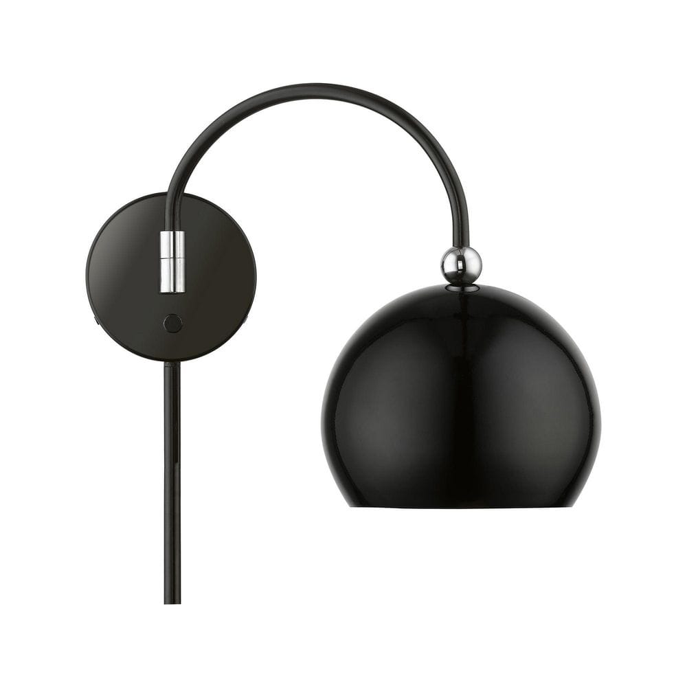Shiny Black and Chrome Swing Arm Wall Lamp