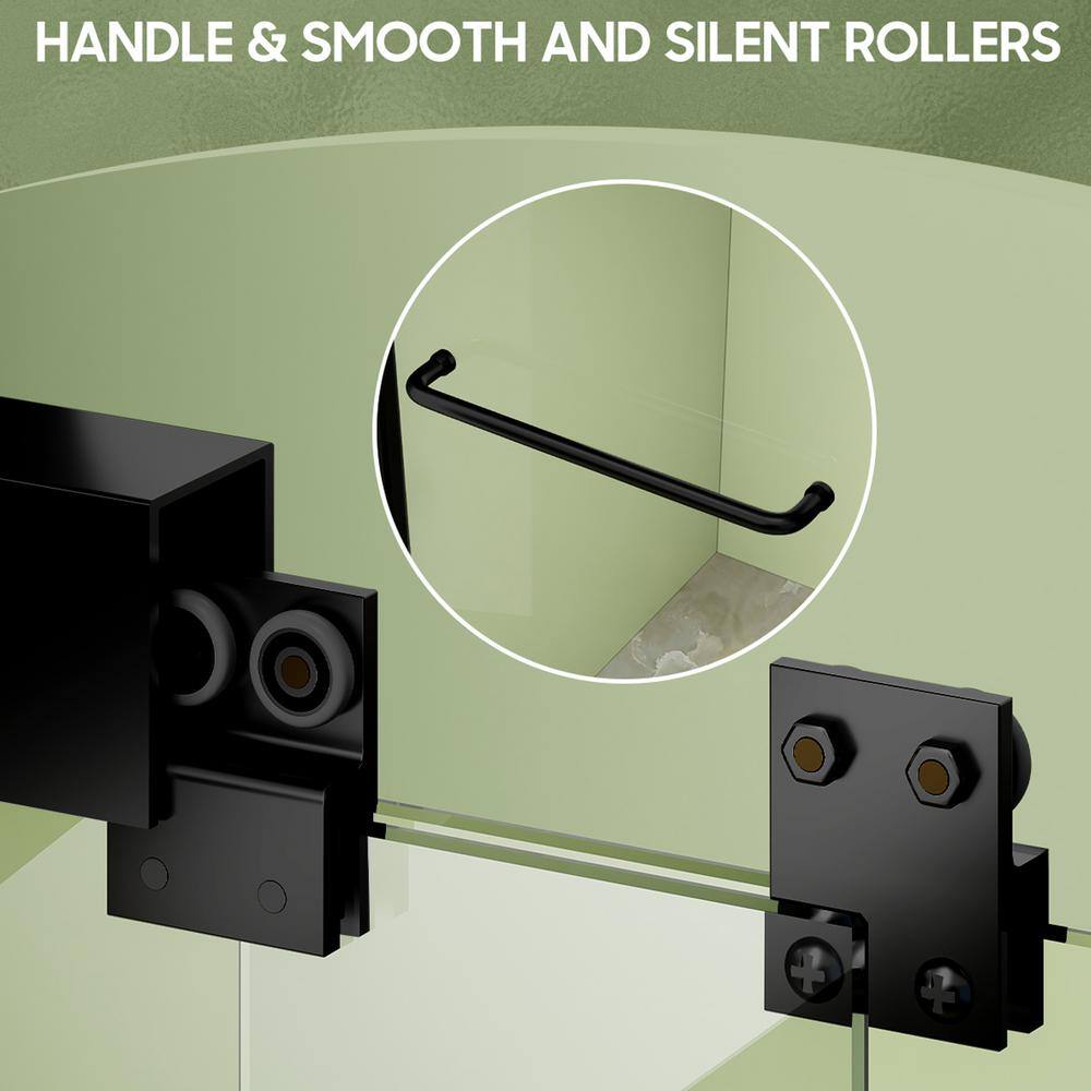 Matte Black 60" x 76" Frameless Double Sliding Shower Door