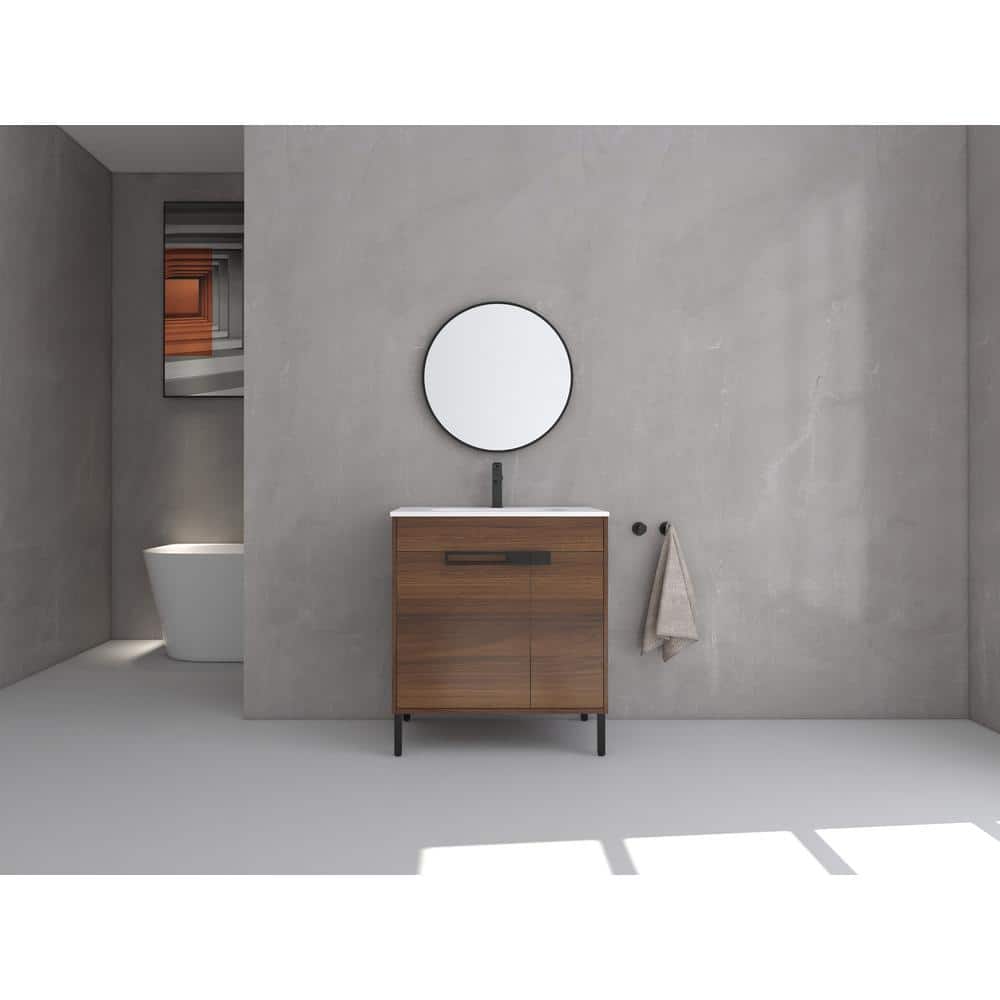 30 in. W x 18 in. D x 33.50 in. H Freestanding Vanity in Natural Wood Brown