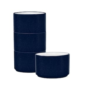 Colortex Stone Navy 3.75 in., 9 fl.oz. Porcelain Mini Bowls, (Set of 4)