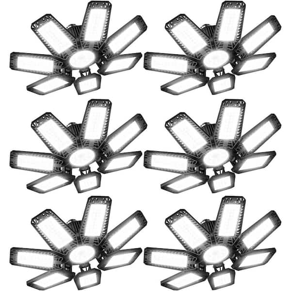 120 Volt LED Garage Ceiling Light with Adjustable Panels, 20000 LM Work Light Fixture for Workshop and Basement, 6-Pack